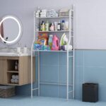 ⁦Storage Rack Shelf 3-Layer Washing Machine Storage Rack, Adjustable Non Slip/Over The Toilet Rack Organizer, Bathroom Shelf Space Saving Organizer, Metal Powder Coated Floor Standing Rack⁩ - الصورة ⁦2⁩