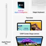 ⁦جهاز آبل ايباد اير 13 بوصة بشريحة M3 وشاشة ليكويد ريتينا وسعة تخزين 128GB وكاميرا أمامية وخلفية بدقة 12MP ودعم واي فاي 6E ومستشعر بصمة لتقنية اللمس ومدة تشغيل بطارية طول اليوم، رمادي غامق (سبيس جراي)⁩ - الصورة ⁦8⁩