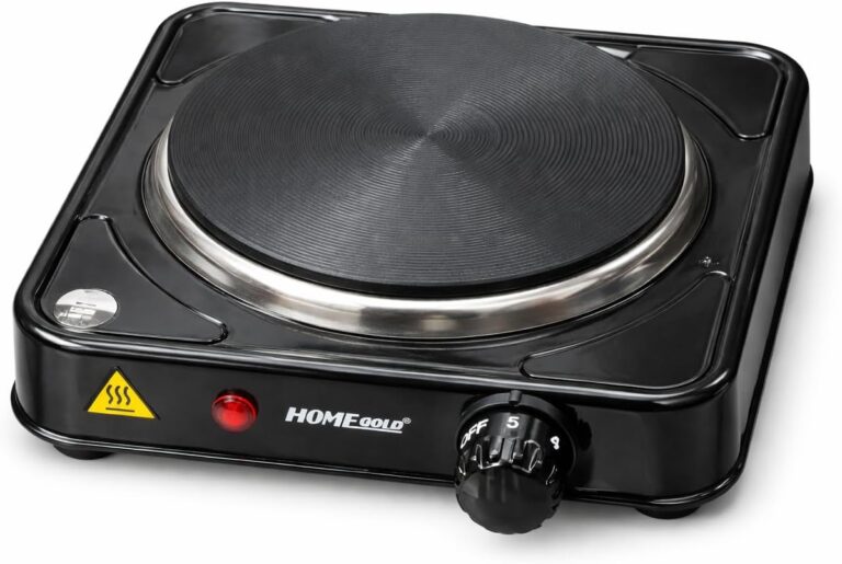 Home Gold 1 Eye Electric Cooker, 1000 Watts, Non-Stick Surface with Temperature Levels, Overheat Protection, Auto Shut-Off, Black -13-2023