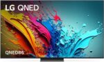 تلفزيون ذكي QNED86 بدقة 4K مقاس 65 بوصة طراز 65QNED86T6A من ال جي، معالج ذكاء اصطناعي، تقنية المدى الديناميكي العالي HDR 10، ويب او اس 24، جهاز تحكم عن بعد سحري