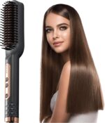 فرشة حراري فرد الشعر مع مشط مدمج احترافية تسخين سريع - مشط حرارى 1080F درجه - لفرد جميع انواع الشعر - تصفيف الشعر بالقابس القياسية - اسود