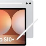 تابلت جالاكسي تاب S10+ من سامسونج يدعم الذكاء الاصطناعي واندرويد، واي فاي، RAM 12GB، 256GB، شاشة اموليد، مضاد للانعكاس، متين، قلم S، فضي بلاتيني (إصدار الإمارات العربية المتحدة) + غطاء كيبورد مجاني
