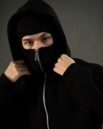 ⁦هودي الشبح القطني بسحاب كامل لتغطية الوجه من ميزة – تصميم سادة، بطانة ناعمة، مقاوم للوبر والانكماش، مثالي للتخفي والطقس البارد، للرجال والنساء⁩ - الصورة ⁦7⁩