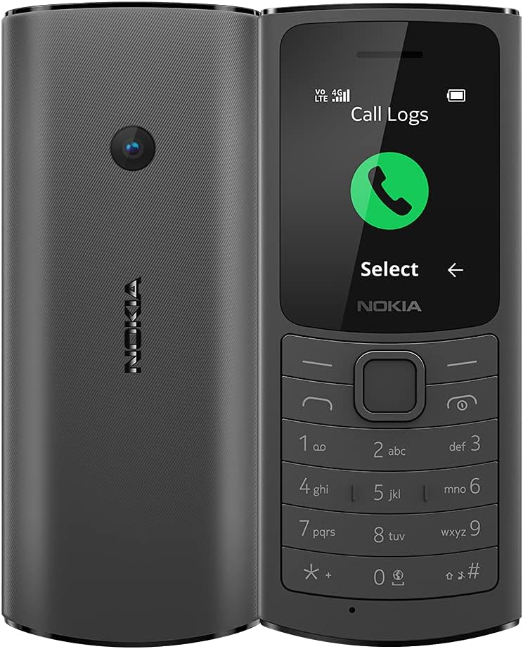 Nokia 110 4G with Volte HD Calls, Up to 32GB External Memory, FM Radio (Wired & Wireless Dual Mode), Games, Torch | Charcoal (Nokia 110 DS-4G)
