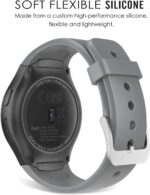 ⁦MoKo Watch Band Compatible with Samsung Gear S2, Soft Silicone Replacement Sport Band fit Gear S2 (SM-R720 / SM-R730 ONLY) Smart Watch, NOT FIT S2 Classic (SM-R732 & SM-R735), NOT FIT Gear Fit2, GRAY⁩ - الصورة ⁦2⁩
