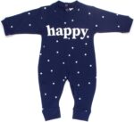 بابيلون سالوبيت بكباسين باكمام طويلة مطبوع عليه Happy Baby & للاطفال الصغار (عبوة من قطعة واحدة)