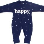 بابيلون سالوبيت بكباسين باكمام طويلة مطبوع عليه Happy Baby & للاطفال الصغار (عبوة من قطعة واحدة)