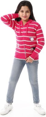 Andora girls Hooded Neck Striped Pullover Sweater (pack of 1) - الصورة 6
