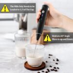 ⁦أداة خفق لبن كهربائية قابلة لإعادة الشحن 2 في 1 من الفولاذ المقاوم للصدأ بتصميم محمول بمنفذ USB من وينزون، لون أسود⁩ - الصورة ⁦6⁩