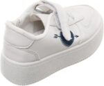 99.99 Kids' Leather Sneakers with Hook-and-Loop Closure and Chunky Sole (White/Navy, 31) - الصورة 3