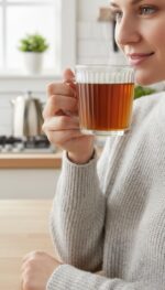 ⁦مج زجاجي مضلع للقهوة والشاي والكابتشينو من بورتال شرب بمقبض عبوة 3 قطع⁩ - الصورة ⁦3⁩