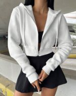 ⁦سويت شيرت قصير بغطاء للرأس مع سوستة أمامية من فور اتش، كود 4023⁩ - الصورة ⁦4⁩