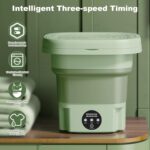 ⁦Folding Washing Machine Mini Automatic Clothes Washing Machine Portable Lightweight Underwear Washer for Travel Camping Apartment Laundry (Green)⁩ - الصورة ⁦6⁩