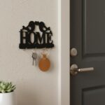 علاقة مفاتيح حائط ديكور خشب MDF من HFR Artech تصميم Homeمع عصافير الحب مزودة بـ 4 خطافات مقاس 25×15 سم تعليق سحري بلاصق دبل فيس قوي بدون مسامير أو تكسير قطعة واحدة باللون الأسود الملكي