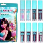 Might Cinema مجموعة ملمعات الشفاه، ١٢ قطعة، عبوة تجميلية، مع غطاء أزرق فيروزي