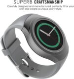 ⁦MoKo Watch Band Compatible with Samsung Gear S2, Soft Silicone Replacement Sport Band fit Gear S2 (SM-R720 / SM-R730 ONLY) Smart Watch, NOT FIT S2 Classic (SM-R732 & SM-R735), NOT FIT Gear Fit2, GRAY⁩ - الصورة ⁦4⁩