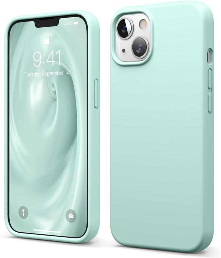 elago Compatible with iPhone 13 Case, Liquid Silicone Case, Full Body Screen Camera Protective Cover, Shockproof, Slim Phone Case, Anti-Scratch Soft Microfiber Lining, 6.1 inch (Aqua Sky)