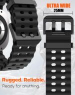 ⁦Rugged Band Compatible with Samsung Galaxy Watch 7 Ultra Band 47mm, Silicone Sport Strap Marine Bands for Galaxy Watch Ultra 2024 Men Women⁩ - الصورة ⁦3⁩