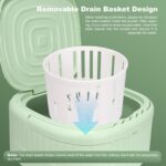 ⁦Mini Portable Washing Machine, 9L, 3 Modes, Blue Light, Ideal for Underwear, Socks, Baby Clothes. Foldable for Space-Saving, Perfect for Apartments, Hotels, Camping & Travel (Green)⁩ - الصورة ⁦5⁩