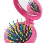 Cartoon Animal Folding Hair Brush Compact Mirror Keychain Cute Key Chain Ring Purse Bag Backpack Charm Women Girls Gift -multi shape