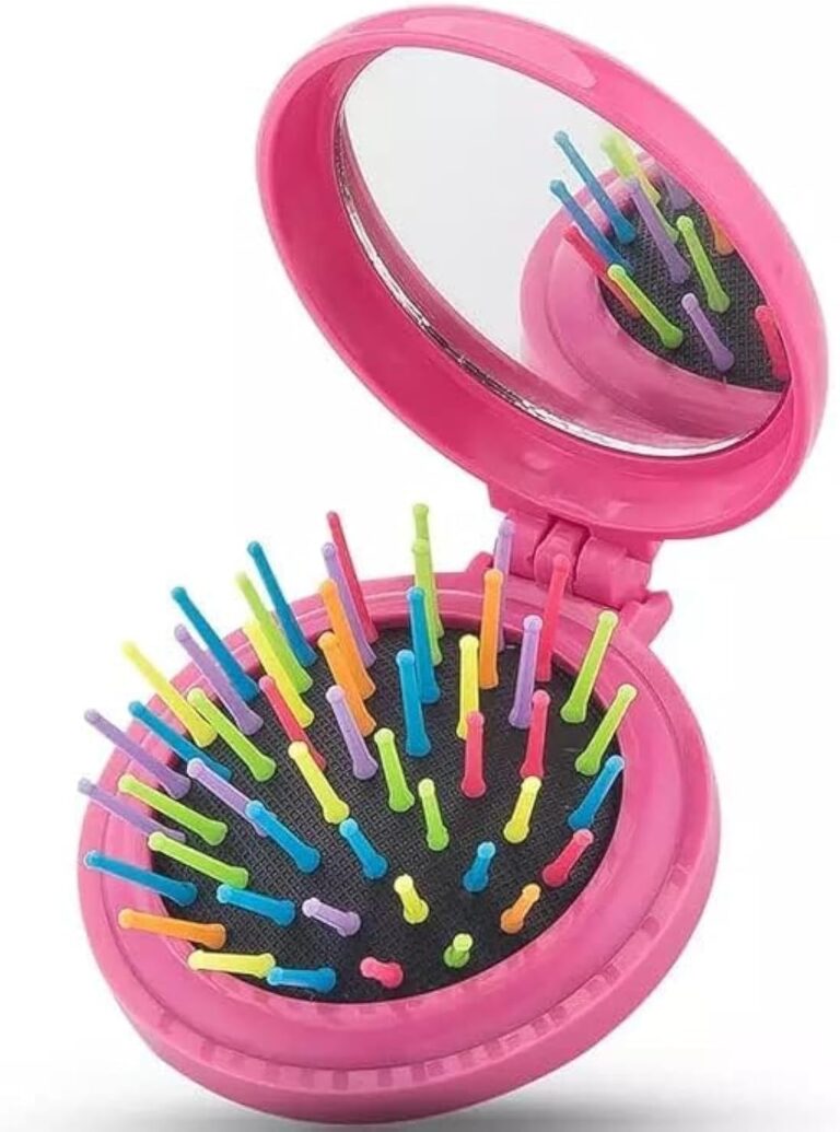 Cartoon Animal Folding Hair Brush Compact Mirror Keychain Cute Key Chain Ring Purse Bag Backpack Charm Women Girls Gift -multi shape