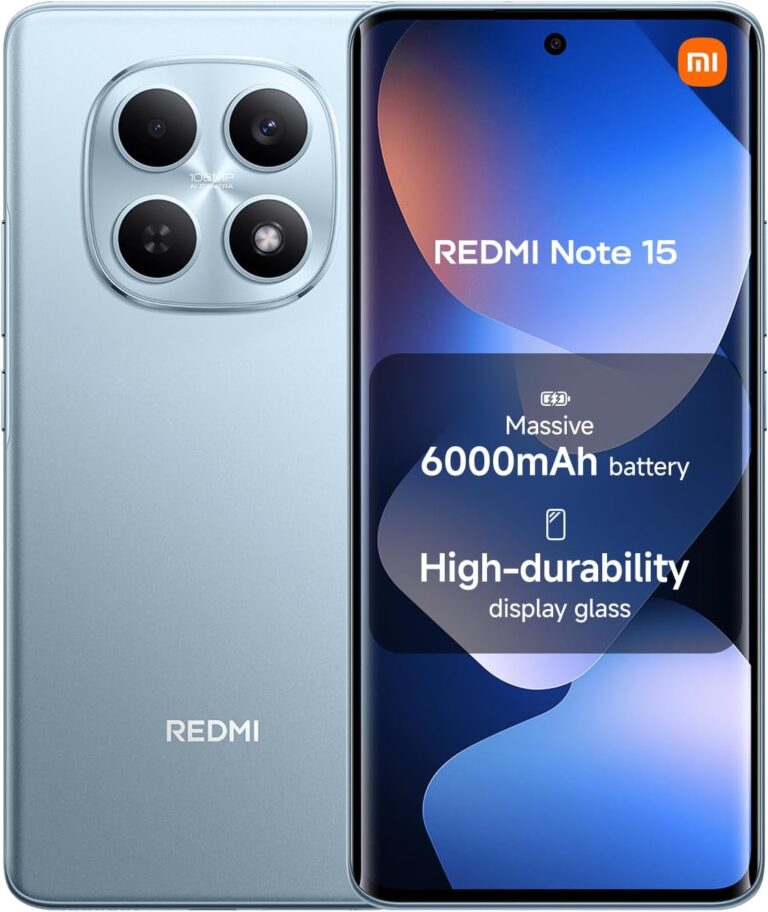 XIAOMI Redmi Note 15 Smartphone (8+256 GB) – 6000 mAh battery, water-resistant, 108 MP camera, 6.77" FHD+ display, Glacier Blue,18 Months Local Warranty