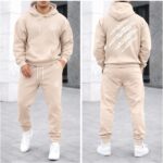 ⁦طقم رياضي رجالي كاجوال، بلوفر هودي مع بنطلون جوجينج، قطن مريح⁩ - الصورة ⁦4⁩