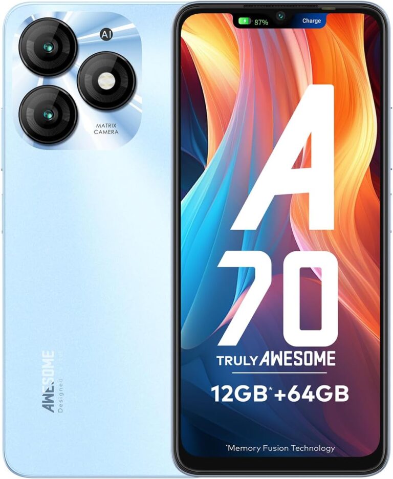 itel A70 | 12GB RAM + 64GB ROM| 13MP Dual Rear Camera & 8MP Front Camera | 5000mAh Battery with Type-C Charging | Dynamic Bar | Side Fingerprint Sensor | Octa-Core Processor | Azure Blue