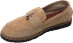 99.99 Men's Suede Slip-on Shoes with Front Metal Bit and Rubber Sole (Beige, 42) - الصورة 3