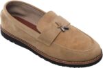 99.99 Men's Suede Slip-on Shoes with Front Metal Bit and Rubber Sole (Beige, 42) - الصورة 2