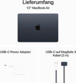 ⁦ابل لابتوب ماك بوك اير 2024 13 انش مع شريحة M3: شاشة ليكويد ريتينا 13.6 انش، ذاكرة RAM 8GB، ذاكرة تخزين SSD 512GB، لوحة مفاتيح مضيئة، كاميرا فيس تايم HD 1080p، ميترناخت⁩ - الصورة ⁦6⁩