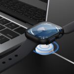 ⁦جراب حماية بتصميم رفيع مضاد للصدمات بتغطية كاملة من البولي كربونات الصلب، مزود بشاشة حماية من الزجاج المقوى عالية الدقة HD، لساعة اي ووتش سلسلة 10 46 ملم من جيه زد كيه، (أسود)، قطعتين⁩ - الصورة ⁦6⁩