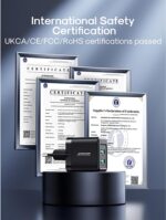 ⁦شاحن حائط JR-TCN01 بقدرة 12 واط للشحن السريع مزود بمنفذين USB نوع A بتصميم صغير مناسب للسفر من جوي روم، أسود⁩ - الصورة ⁦8⁩