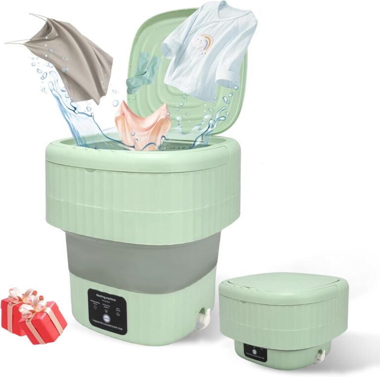 Mini Portable Washing Machine, 9L, 3 Modes, Blue Light, Ideal for Underwear, Socks, Baby Clothes. Foldable for Space-Saving, Perfect for Apartments, Hotels, Camping & Travel (Green)