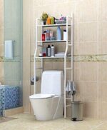 ⁦Storage Rack Shelf 3-Layer Washing Machine Storage Rack, Adjustable Non Slip/Over The Toilet Rack Organizer, Bathroom Shelf Space Saving Organizer, Metal Powder Coated Floor Standing Rack⁩ - الصورة ⁦4⁩