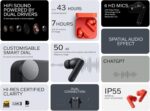 ⁦CMF by Nothing Buds Pro 2 Wireless Earbuds with Hi-Fi Sound, 50 dB Active Noise Cancellation, 6 HD Microphones, Space Audio Effect, 2025 - Light Grey⁩ - الصورة ⁦3⁩