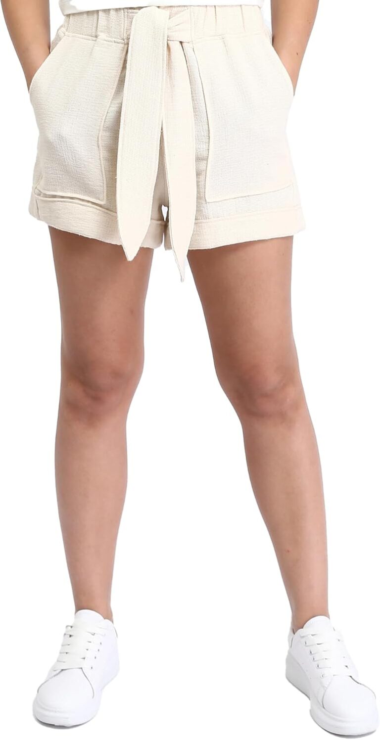 Dsisskai Womens Casual Shorts Feminine Slip On Casual Shorts - Light Beige