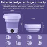 ⁦TECHZONE Foldable Mini Washing Machine – Portable Compact Washer for Baby Clothes, Underwear & Small Laundry – Collapsible, Travel-Friendly with Touch Control for Dorm, RV & Home Use (Purple)⁩ - الصورة ⁦3⁩