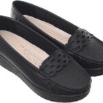 99.99 Women's Leather Shoes with Chunky Block Heel and Embroidered Front (Havan, 38)