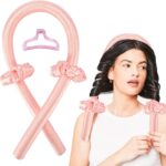 عصابة رأس لقضيب التمويج بدون حرارة، قضبان مرنة من الساتان، مكواة تجعيد دوارة بدون حرارة طوال الليل، لفائف الشعر للنساء، شريط تمويج فوق عصابة الرأس الليلية مع مشابك وعروة شعر
