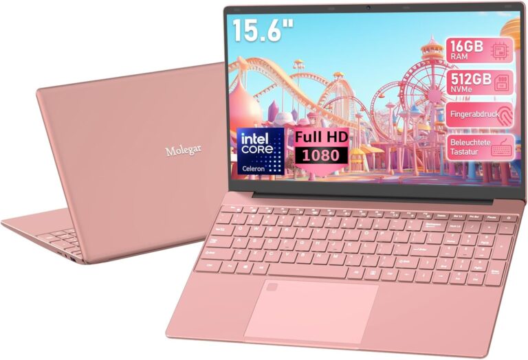لاب توب 15.6 بوصة دقة FHD 1080 بمعالج سيليرون N5095 رباعي النواة 2.9GHz وذاكرة رام 16GB DDR4 و1TB SSD، بطارية 44w، واي فاي 2.4/5G، بلوتوث 4.2، لوحة مفاتيح بإضاءة (دعم اللغة العربية غير مؤكد)، وردي