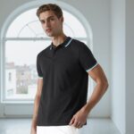 ⁦سبلاش تيشيرت بولو مقاس كبير باكمام قصيرة لون اسود مقاس 2XL 6292387355178⁩ - الصورة ⁦2⁩