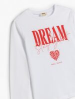 ⁦كوتون تيشرت عصري باكمام طويلة للبنات⁩ - الصورة ⁦3⁩