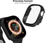 ⁦حافظة حماية من أوكسوالين لساعة ابل واتش الترا 49MM بتصميم كيس مصنوعة من البولي كربونات والزجاج المقوى باللون الأسود المات⁩ - الصورة ⁦3⁩