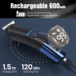 ⁦مجموعة حلاقة احترافية V-108 10 في 1 بشاشة LED من جي ار، ماكينة تشذيب الكل واحد للرجال، مناسبة للعناية بالوجه والرأس والأنف والاذن والجسم، وقت تشغيل 120 دقيقة (اسود، ازرق) ضمان لمدة عام⁩ - الصورة ⁦4⁩
