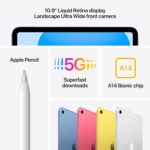 ⁦آبل آيباد 10.9 بوصة (واي فاي + شبكة خلوية، 64GB) - لون وردي (الجيل العاشر)⁩ - الصورة ⁦3⁩