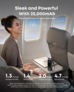 ⁦شاحن باور بانك للاب توب (25000 مللي امبير في الساعة، 165 واط، كيبلات مدمجة وقابلة للسحب) من انكر، شحن سريع متعدد الأجهزة بدون مجهود، لآيفون 16/15، ماك بوك، سامسونج والمزيد، أسود⁩ - الصورة ⁦4⁩