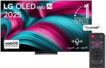 شاشة او ال اي دي 83 بوصة، 83C56LA، سلسلة Evo بذكاء C5 ودقة 4K، تردد 144Hz واستجابة 0.1ms، فري سينك بريميوم، تصميم رفيع، ريموت ماجيك، نظام webOS 25، دعم Dolby Vision/Atmos وHDR10/HLG [2025] من ال جي