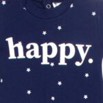 ⁦بابيلون سالوبيت بكباسين باكمام طويلة مطبوع عليه Happy Baby & للاطفال الصغار (عبوة من قطعة واحدة)⁩ - الصورة ⁦3⁩