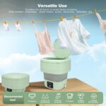 ⁦Mini Portable Washing Machine, 9L, 3 Modes, Blue Light, Ideal for Underwear, Socks, Baby Clothes. Foldable for Space-Saving, Perfect for Apartments, Hotels, Camping & Travel (Green)⁩ - الصورة ⁦7⁩